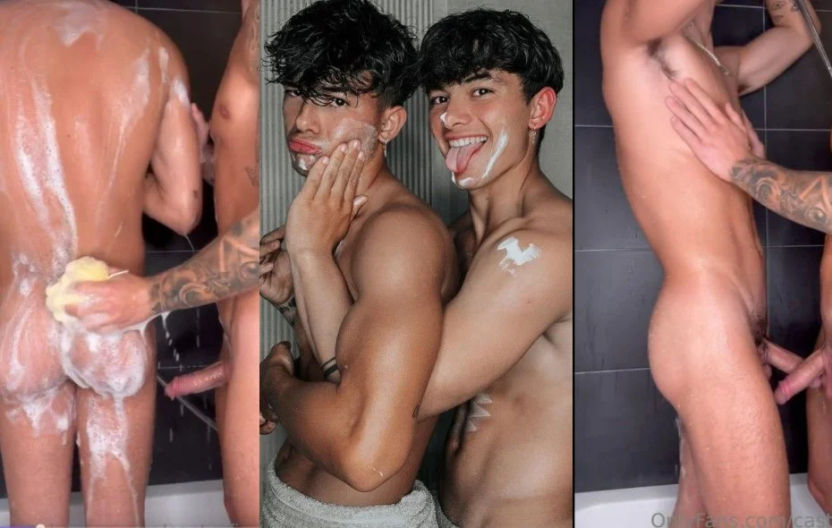 Castro Twins (castrofire) shower and jerk off together