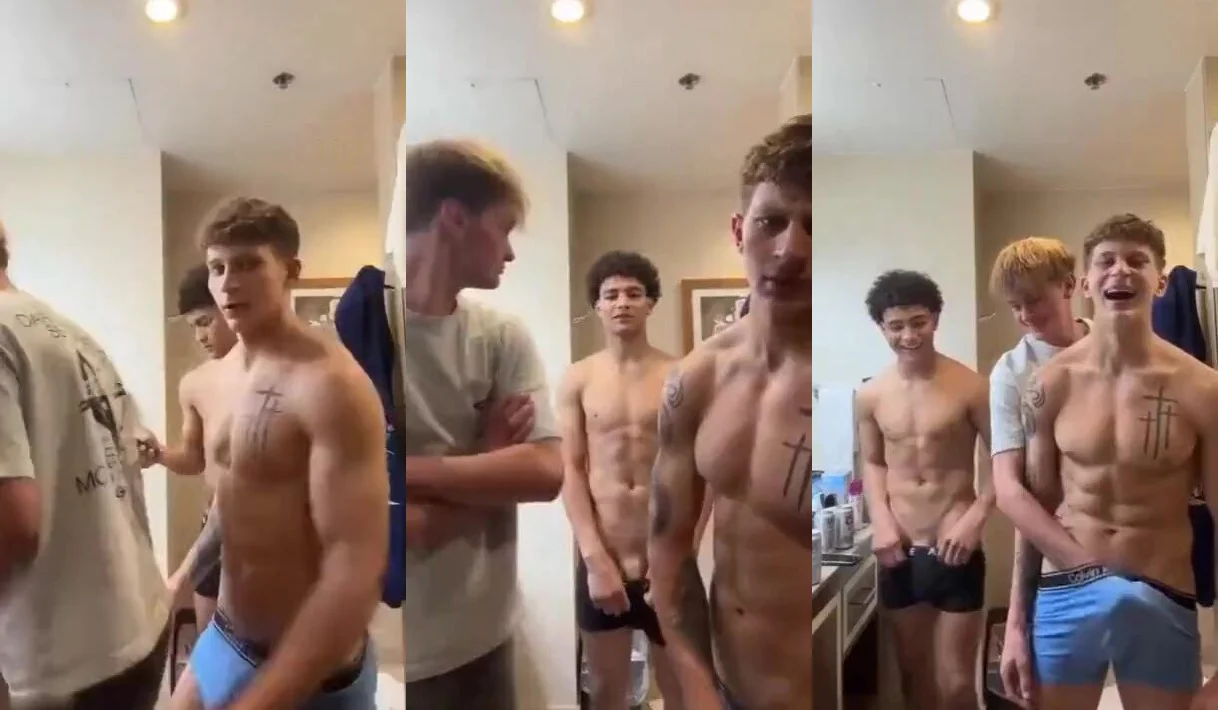 Fit tiktokers jerk eachother off under their underwear