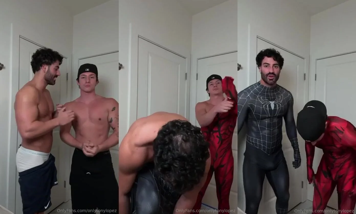 Onlytonylopez and friend get into costume and tease viewers